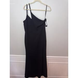 Xscape Dress Gown Womens Size 14 Black One Shoulder Stretch NWT $249